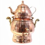 Samovar de thé en cuivre persan pour cuisinière avec théière Modèle Dorna