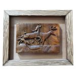 Art en bois sculpté encadré Thème animal Gazelle