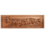 Art en bois sculpté encadré Thème animal Chevaux