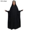 Tchador noir islamique arabe Hijab avec manches pour femmes et prière - Hami