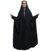 Tchador noir islamique arabe Hijab avec manches pour femmes et prière - Hami
