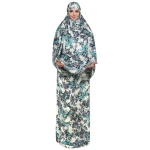 Tchador Islamique de Namaz pour Femmes Idéal pour la Prière – Fleurs Bleues