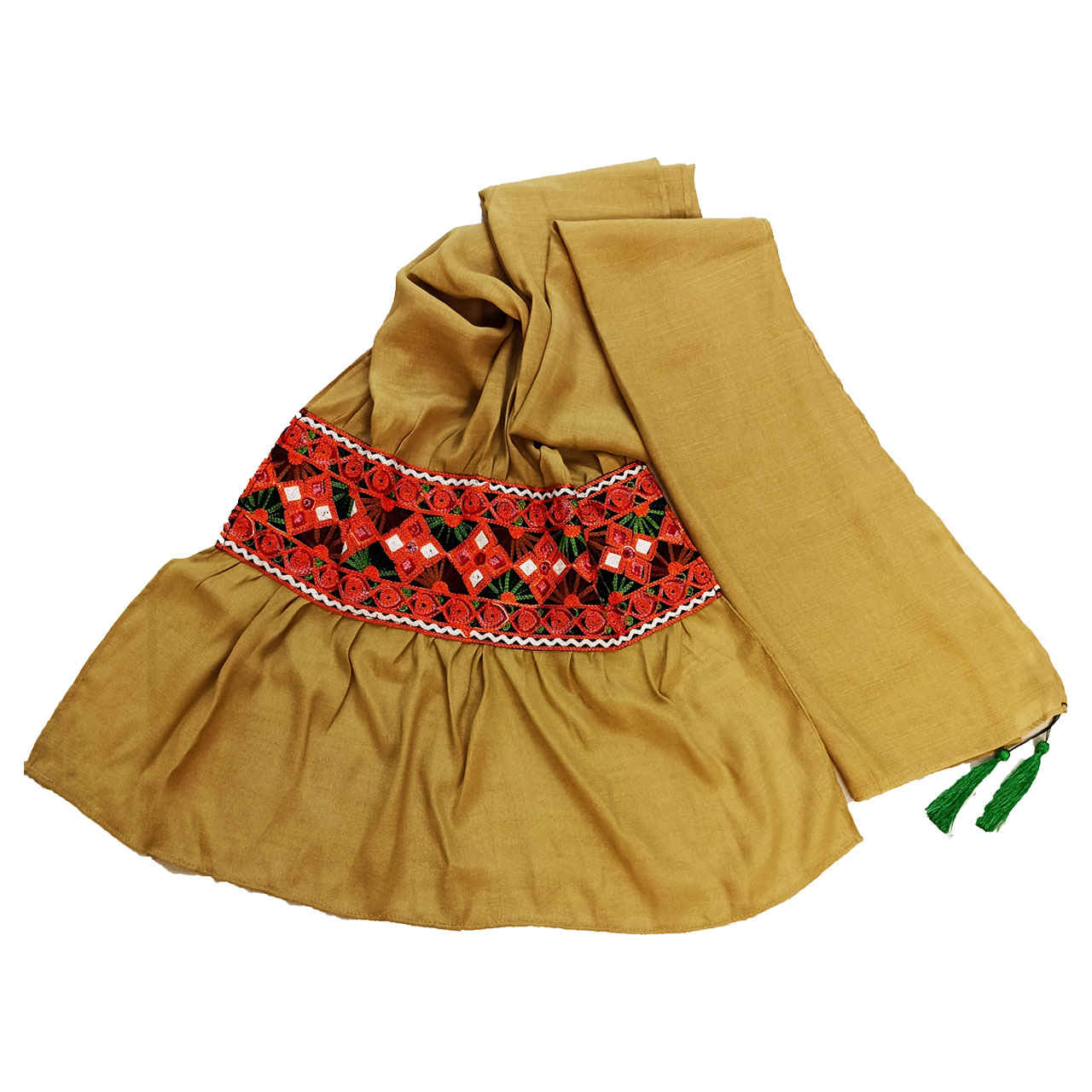 Châle Baloutche Brodé pour Femme Jaune