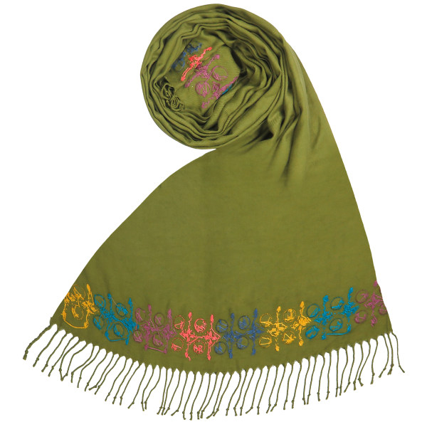 Châle Baloutche Brodé pour Femme Vert Clair