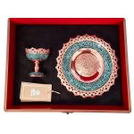 Coffret Cadeau Artisanal Persan – Assiette & Bol Incrustés de Turquoise