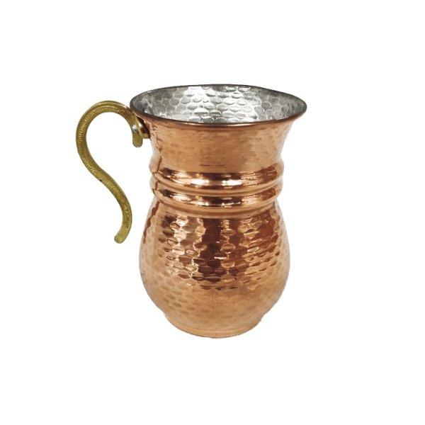 Tasse persane en cuivre - Fabriquée à la main avec anse pour boissons froides - Martelée Barik