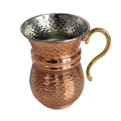 Tasse persane en cuivre – Fabriquée à la main avec anse pour boissons froides – Martelée Dana