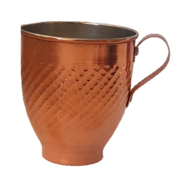 Tasse persane en cuivre - Fabriquée à la main avec anse pour boissons froides - Martelée Fenjani