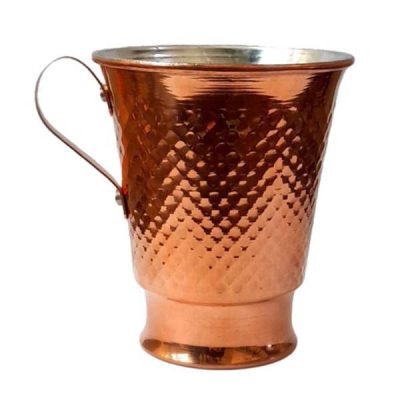 Tasse persane en cuivre – Fabriquée à la main avec anse pour boissons froides – Martelée Lux