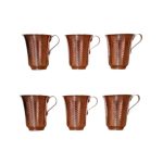 Tasse persane en cuivre – Ensemble de 6 fabriquées à la main avec anse pour boissons froides – Martelées Minel