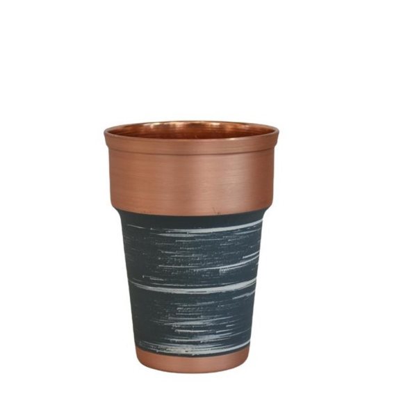 Tasse persane en cuivre - Fabriquée à la main avec anse pour boissons froides - Martelée Grise