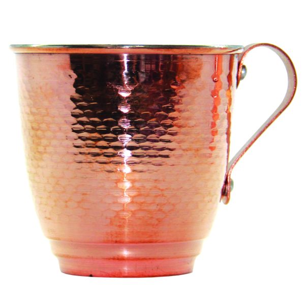 Tasse persane en cuivre - Fabriquée à la main avec anse pour boissons froides - Martelée Or Rose