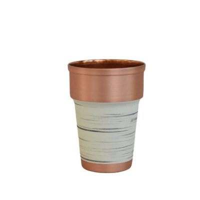 Tasse persane en cuivre – Fabriquée à la main avec anse pour boissons froides – Martelée Blanc Moderne