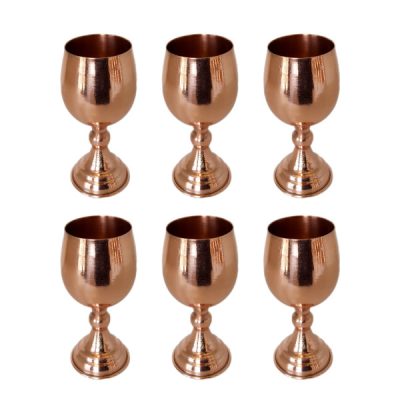 Ensemble de 6 verres à vin en cuivre persan faits à la main – Modèle martelé Ayne