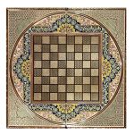 Plateau de Jeu d’Échecs en Marqueterie Persane Modèle Design Marron