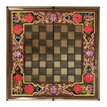 Plateau d’Échecs en Bois Khatamkari Persan Design Floral