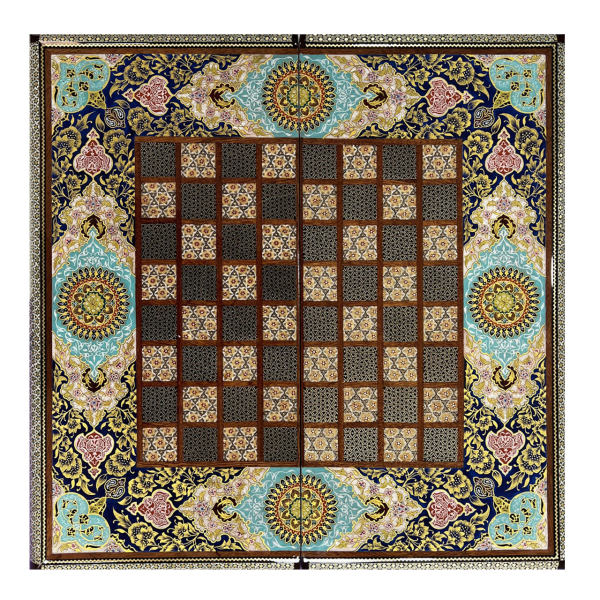 Plateau d'Échecs Khatamkari Persan Modèle Pardaz