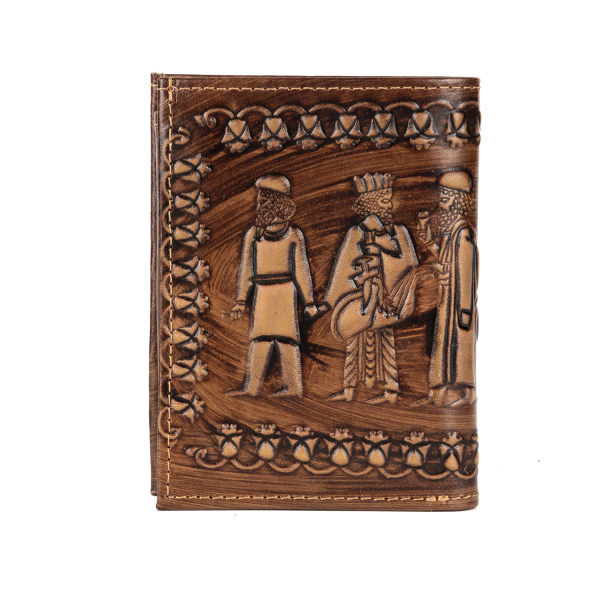 Portefeuille Cuir Perse Bifold avec Design Achaemenes
