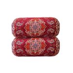 Traversin Cylindrique Traditionnel Persan avec Tissu Élégant Termeh Afshari