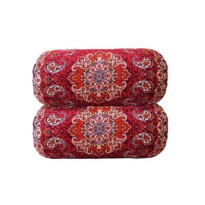 Traversin Cylindrique Traditionnel Persan avec Tissu Élégant Termeh Afshari