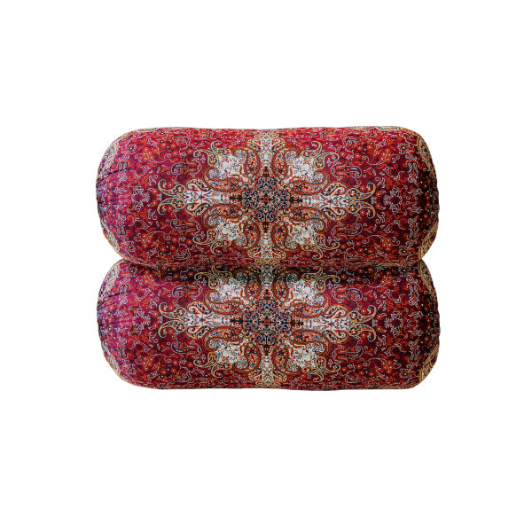 Traversin Cylindrique Traditionnel Persan avec Tissu Élégant Termeh Ghajar