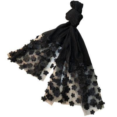 Châle en soie noire uni modèle Majlesi II