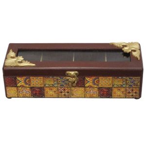 Boîte organisatrice en bois pour sachets de thé avec tiroirs Doré