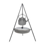 Trépied de Cuisine de Feu de Camp avec Chaudron & Bouilloire – Ensemble Complet pour Repas en Plein Air