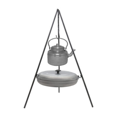 Trépied de Cuisine de Feu de Camp avec Chaudron & Bouilloire – Ensemble Complet pour Repas en Plein Air