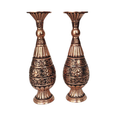 Vase décoratif en cuivre persan gravé fait main design Lavin – Set de 2
