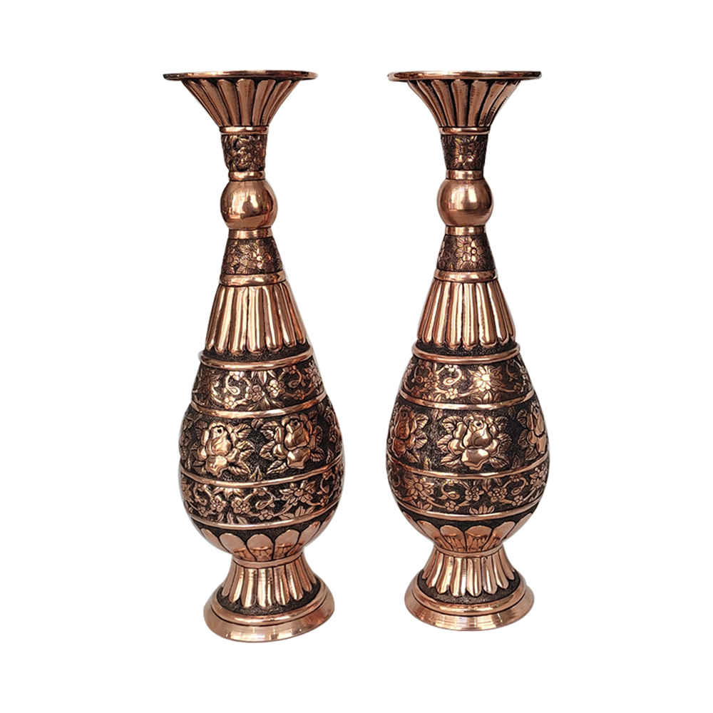 Vase décoratif en cuivre persan gravé fait main design Lavin - Set de 2