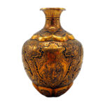 Vase décoratif en cuivre persan gravé fait main avec design Leyli o Majnoon