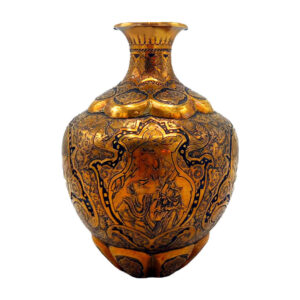 Vase décoratif en cuivre persan gravé fait main avec design Leyli o Majnoon