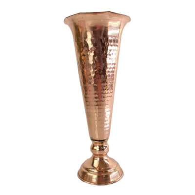 Vase décoratif persan en cuivre martelé fait main Cone