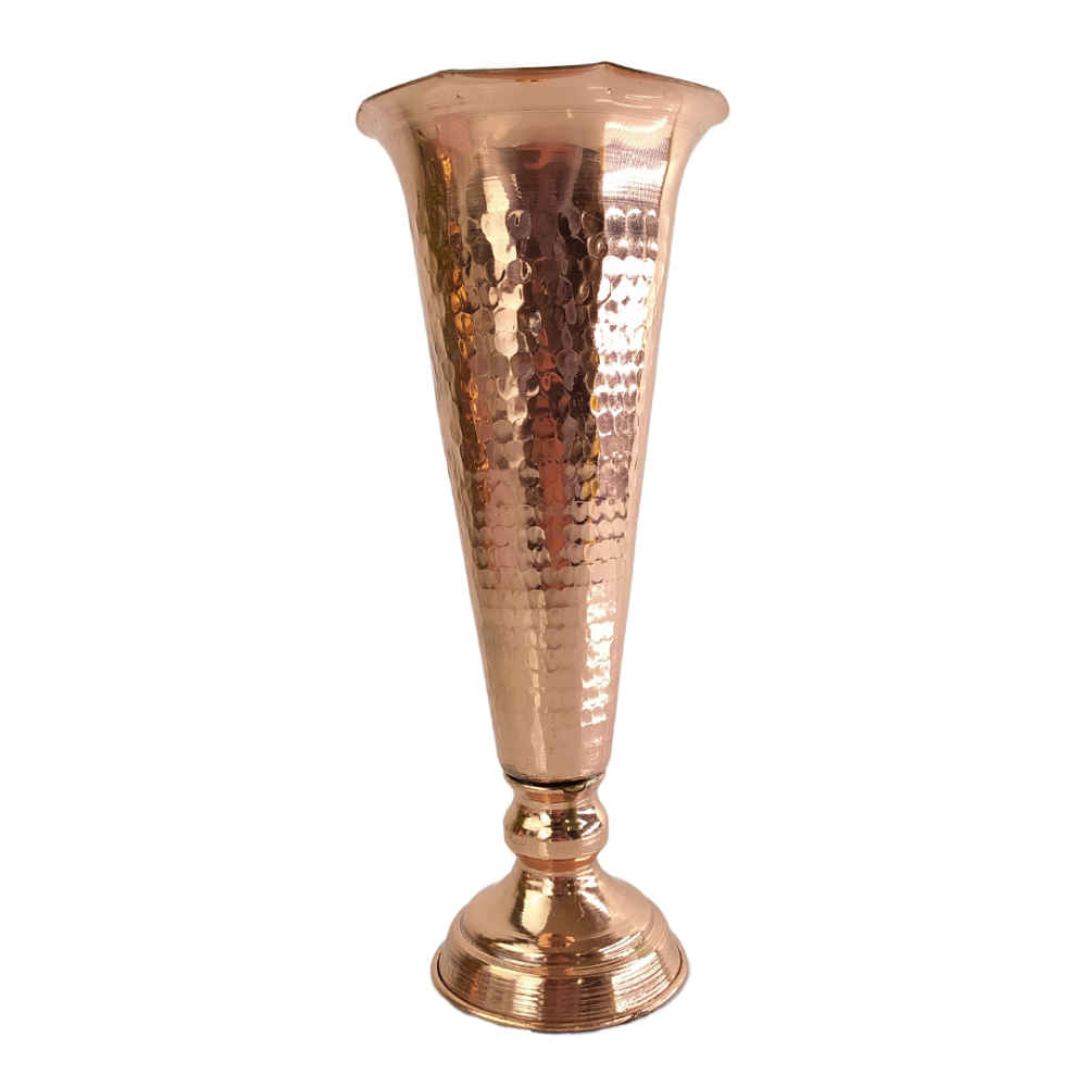 Vase décoratif persan en cuivre martelé fait main Cone