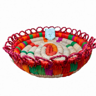 Panier de rangement en feuille de palmier tissé à la main persan modèle Sareh