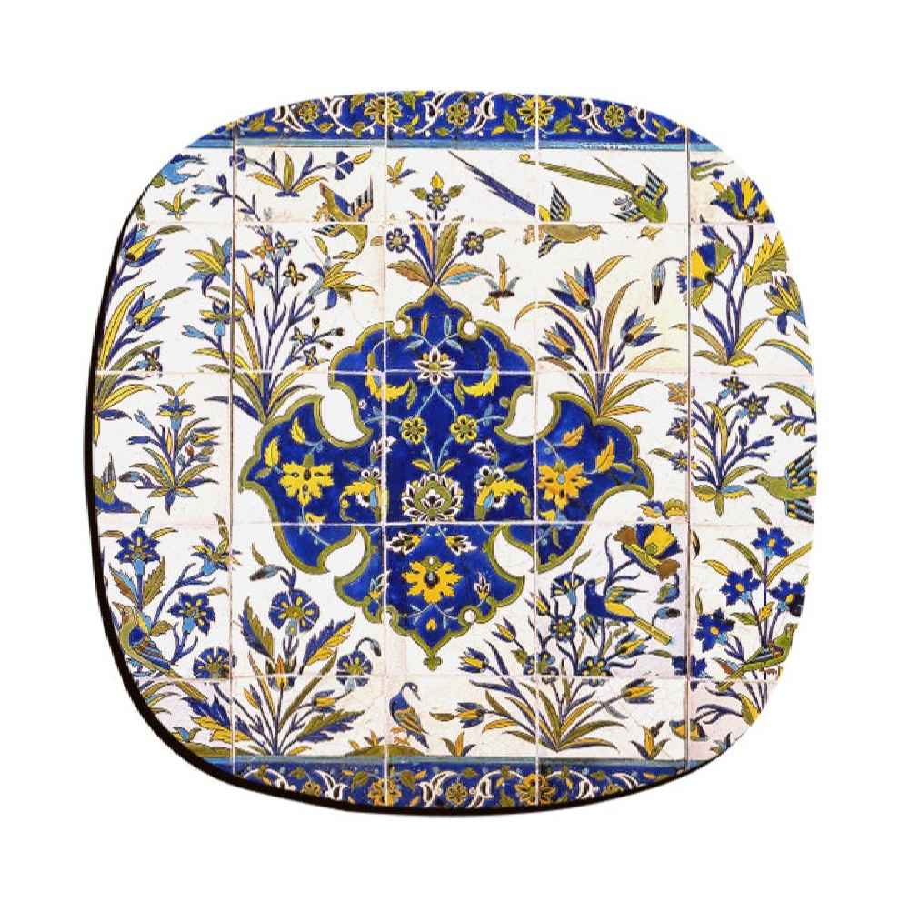 Ensemble de Dessous de Verre avec Motif Artistique d'Inspiration Persane Carreau Qajar