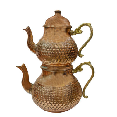 Théière Double en Cuivre Persan Martelée et Durable Janan