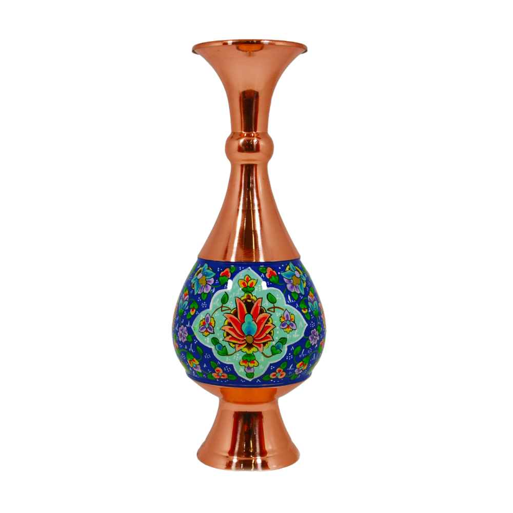 Vase en cuivre décoratif peint à la main avec émail Minakari persan Leyli