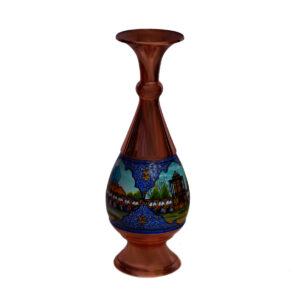 Vase en cuivre décoratif peint à la main avec émail Minakari persan Nature