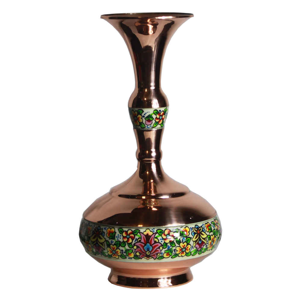 Vase en cuivre décoratif peint à la main avec émail Minakari persan Parsa