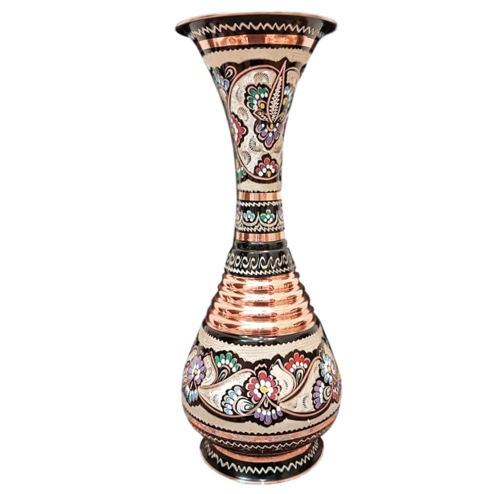 Vase en cuivre décoratif peint à la main avec émail Minakari persan Sama