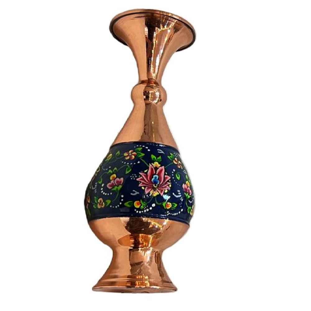 Vase en cuivre décoratif peint à la main avec émail Minakari persan Sina