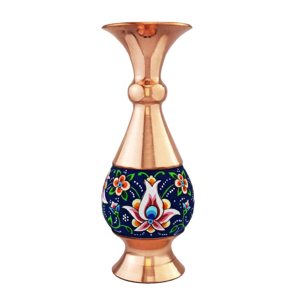 Vase en cuivre décoratif peint à la main avec émail Minakari persan Soraya