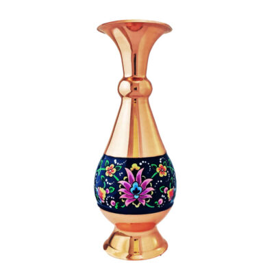 Vase en cuivre décoratif peint à la main avec émail Minakari persan Tahoora