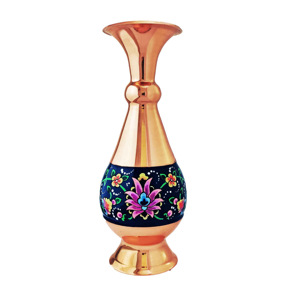 Vase en cuivre décoratif peint à la main avec émail Minakari persan Tahoora