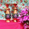 Vase en cuivre décoratif peint à la main avec émail Minakari persan Tahoora