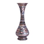 Vase en cuivre décoratif peint à la main avec émail Minakari persan Yavar
