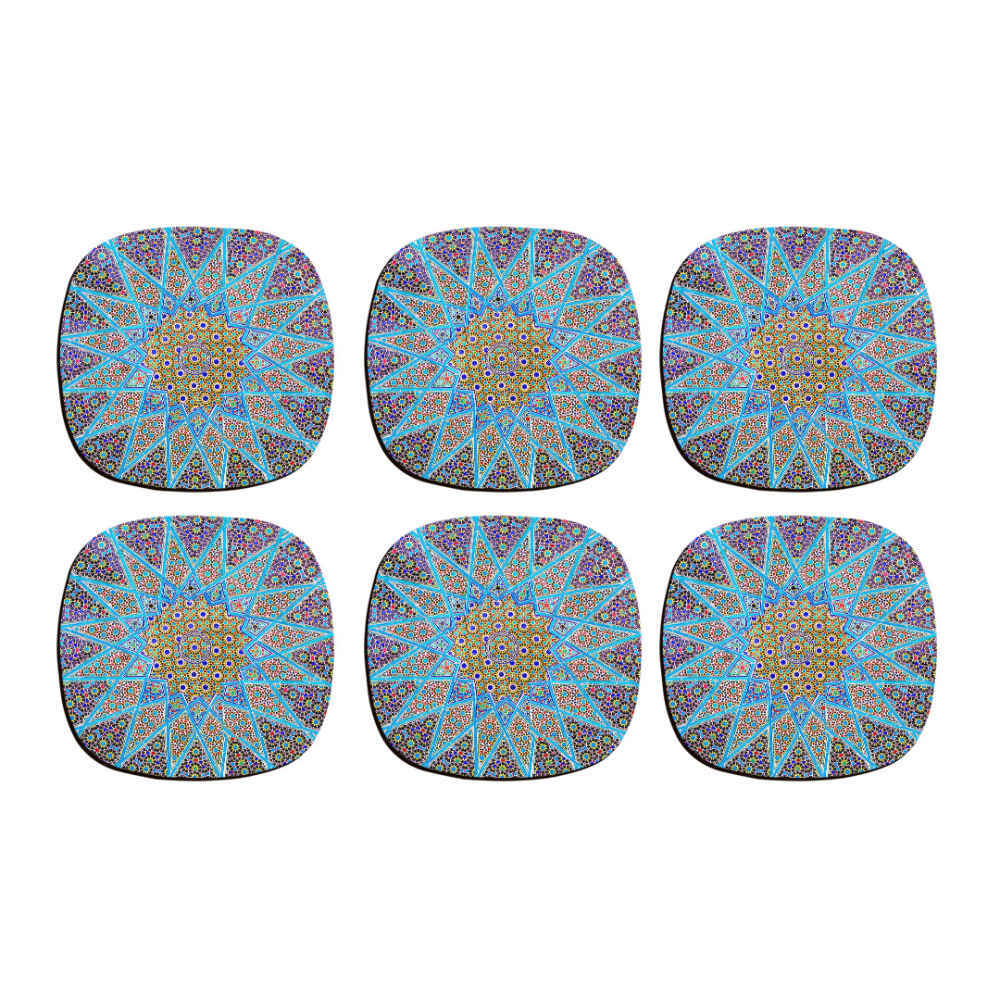 Ensemble de Dessous de Verre avec Motif de Mandalas d'Inspiration Persane
