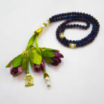 Chapelet islamique en pierre bleue avec gland floral
